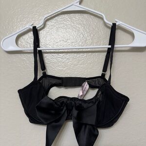 Black Satin Bow Bralette